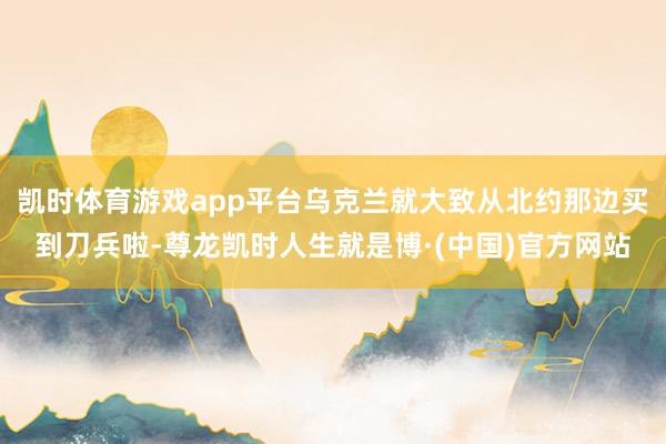 凯时体育游戏app平台乌克兰就大致从北约那边买到刀兵啦-尊龙凯时人生就是博·(中国)官方网站