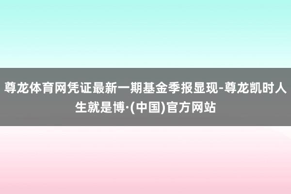 尊龙体育网凭证最新一期基金季报显现-尊龙凯时人生就是博·(中国)官方网站