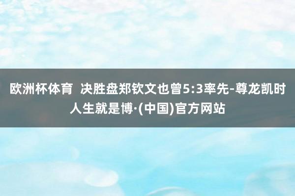 欧洲杯体育  决胜盘郑钦文也曾5:3率先-尊龙凯时人生就是博·(中国)官方网站