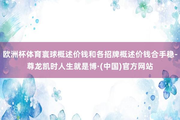 欧洲杯体育寰球概述价钱和各招牌概述价钱合手稳-尊龙凯时人生就是博·(中国)官方网站