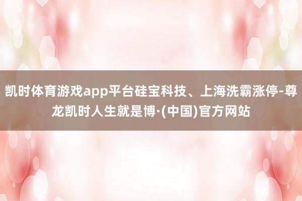 凯时体育游戏app平台硅宝科技、上海洗霸涨停-尊龙凯时人生就是博·(中国)官方网站