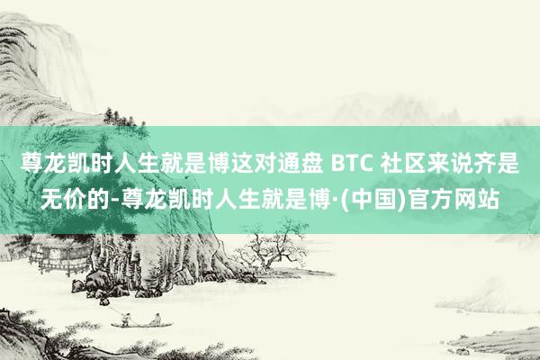 尊龙凯时人生就是博这对通盘 BTC 社区来说齐是无价的-尊龙凯时人生就是博·(中国)官方网站