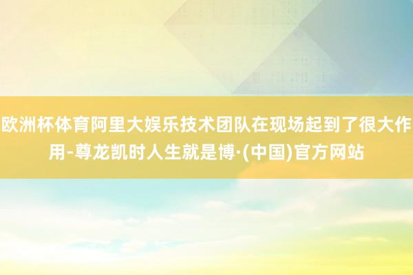 欧洲杯体育阿里大娱乐技术团队在现场起到了很大作用-尊龙凯时人生就是博·(中国)官方网站