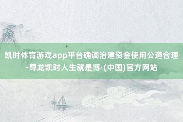 凯时体育游戏app平台确调治建资金使用公道合理-尊龙凯时人生就是博·(中国)官方网站