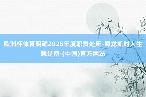 欧洲杯体育明确2025年度职责处所-尊龙凯时人生就是博·(中国)官方网站