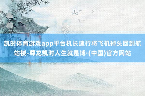 凯时体育游戏app平台机长速行将飞机掉头回到航站楼-尊龙凯时人生就是博·(中国)官方网站