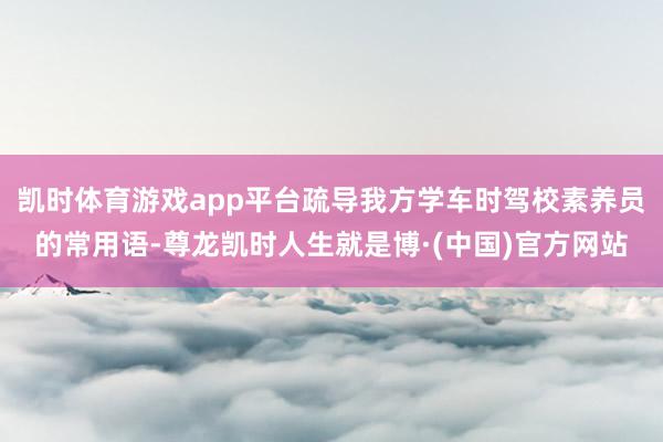 凯时体育游戏app平台疏导我方学车时驾校素养员的常用语-尊龙凯时人生就是博·(中国)官方网站