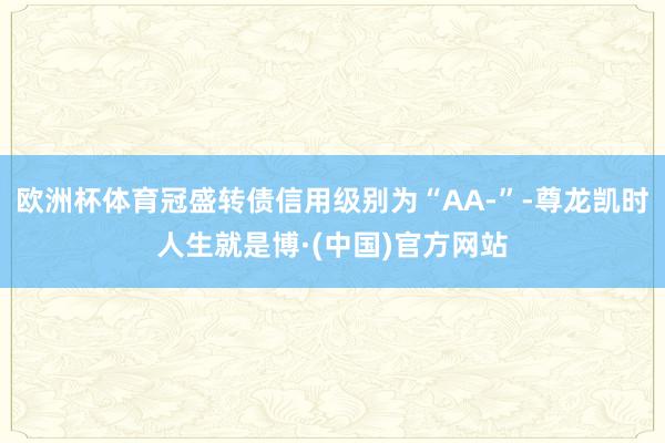 欧洲杯体育冠盛转债信用级别为“AA-”-尊龙凯时人生就是博·(中国)官方网站