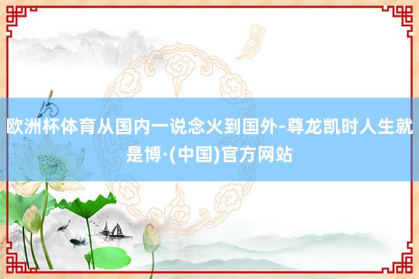 欧洲杯体育从国内一说念火到国外-尊龙凯时人生就是博·(中国)官方网站