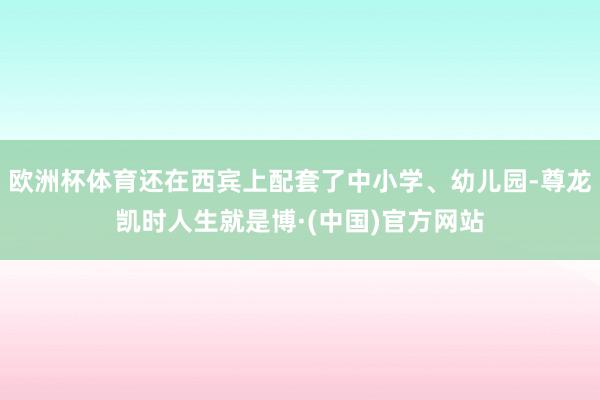 欧洲杯体育还在西宾上配套了中小学、幼儿园-尊龙凯时人生就是博·(中国)官方网站